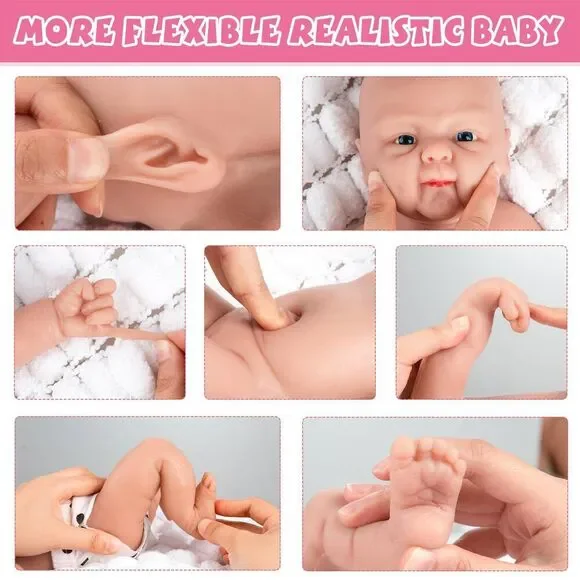 Ivita 7" Micro Preemie Full Body Silicone Baby Dolls Lifelike Mini Reborn Doll